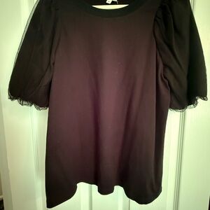 Fun Black Puff Sleeve Tee - Medium - GEE GEE